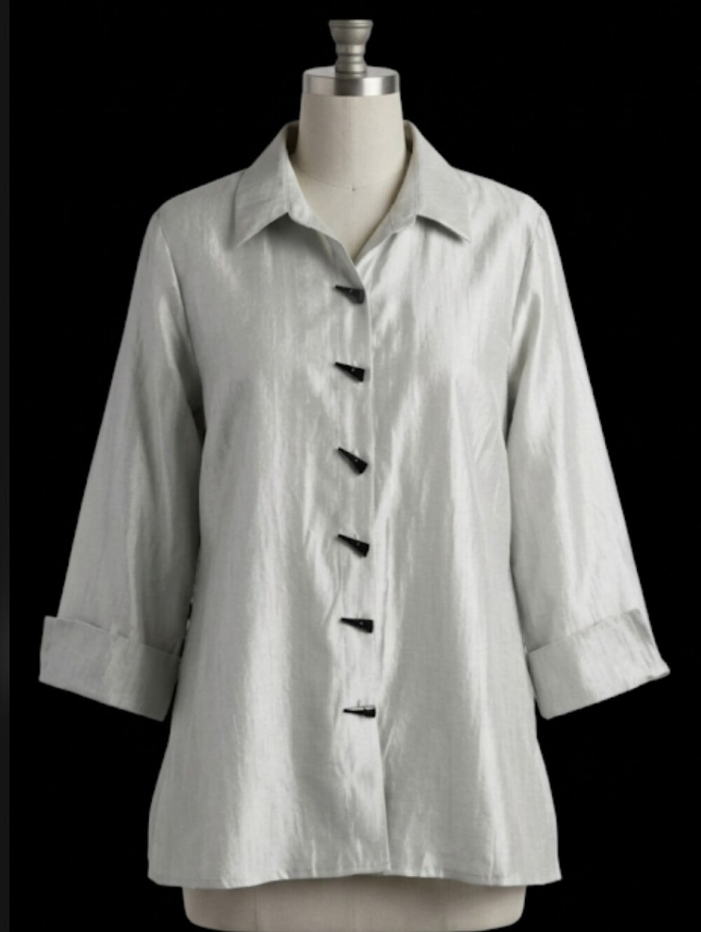 Multiples Light Grey 3/4 Sleeves Shimmery Tunic Top Artsy Size 2XL